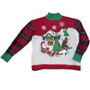 Womens Ugly Christmas Sweater GLAMPING Camping Santa Camp Size Med  XL 2X  NWT